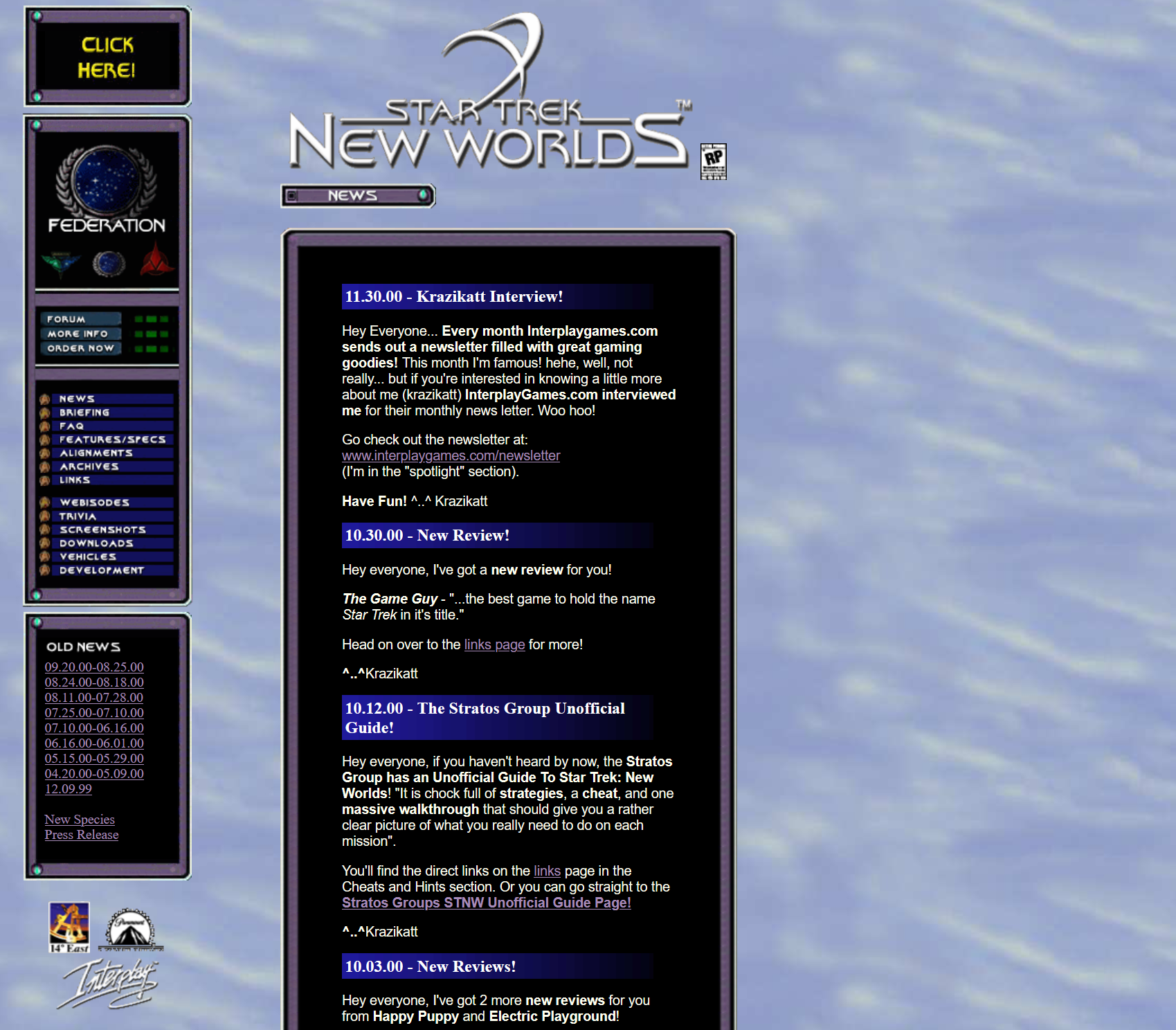 Original Interplay STNW website preview